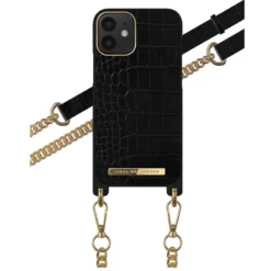 IDeal Of Sweden - IPhone 12 Mini Coque Jet Black Croco Bandoulière