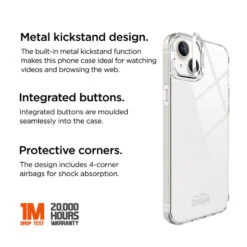 Eiger - IPhone 15 Coque Rigide Grip Stand Case Clair -Mobilemania Magasin eiger iphone 15 coque rigide grip stand case clair 1