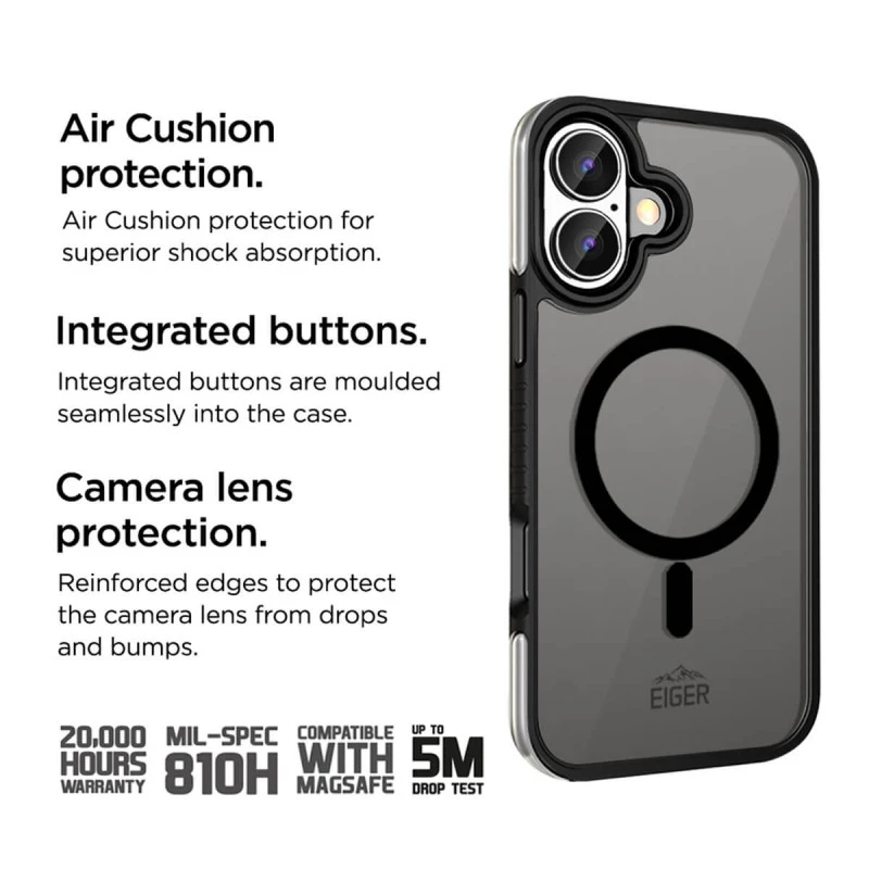 Eiger - IPhone 16 Plus Coque Rigide MountainAir MagSafe Noir 4 Eiger - IPhone 16 Plus Coque Rigide MountainAir MagSafe Noir – Image 2