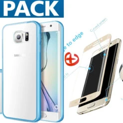 Pack Coque Aluminium + Protection écran Verre Trempé Intégrale Samsung Galaxy S7 Edge