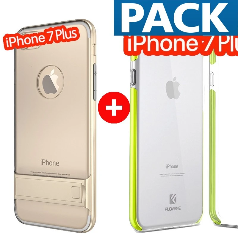 Pack Coque Bimatière Transparente + Coque FLOVEME Hybride Apple IPhone 7/8 Plus 3 Pack Coque Bimatière Transparente + Coque FLOVEME Hybride Apple IPhone 7/8 Plus