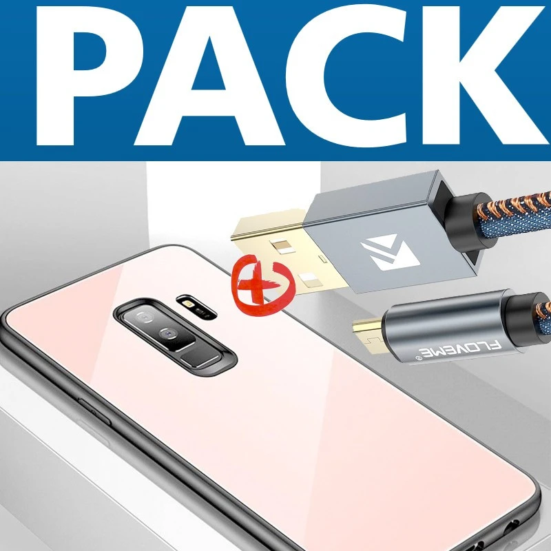 Pack Coque Rigide CAFELE Vitros Series + Câble USB Type-C 1mt Floveme Denim Texture Samsung Galaxy S9 Plus 3 Pack Coque Rigide CAFELE Vitros Series + Câble USB Type-C 1mt Floveme Denim Texture Samsung Galaxy S9 Plus