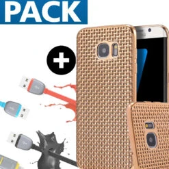 Pack Coque Texture Optic + Câble USB 2-en-1 Lightning-microUSB Samsung Galaxy S7 Edge