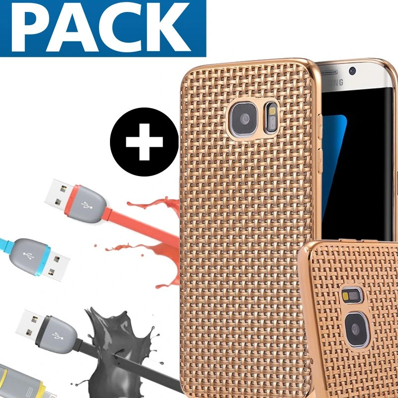 Pack Coque Texture Optic + Câble USB 2-en-1 Lightning-microUSB Samsung Galaxy S7 Edge 3 Pack Coque Texture Optic + Câble USB 2-en-1 Lightning-microUSB Samsung Galaxy S7 Edge