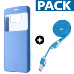 Pack Etui Folio + Câble MicroUSB Samsung Galaxy S6 Edge