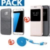 Pack Samsung Galaxy S7 Edge (Coque Vintage + Etui Lychee + Câble MicroUSB) -Mobilemania Magasin pack samsung galaxy s7 edge coque vintage etui lychee cable microusb