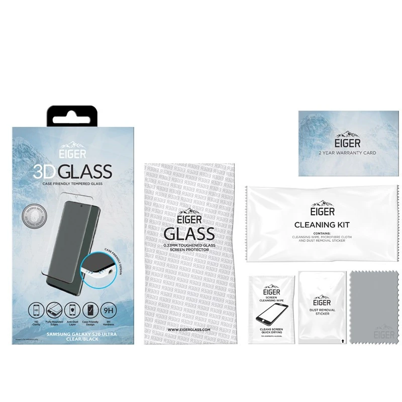 Protection écran Verre Trempé Eiger 3D GLASS CF Samsung Galaxy S20 Ultra 5G 4 Protection écran Verre Trempé Eiger 3D GLASS CF Samsung Galaxy S20 Ultra 5G – Image 2